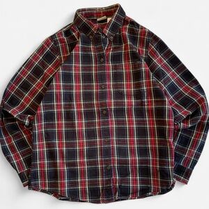 LL Bean Women’s Scotch Plaid Cotton Flannel Long Sleeve Button Down Shirt Black